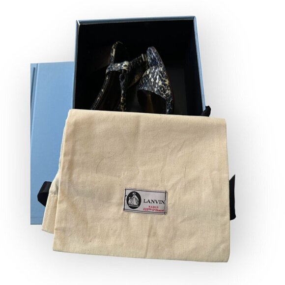 Lanvin Printed Snake Sandal,  Blue, white, yellow,  Size 39 EU, Mid‎ heel - Picture 3 of 16